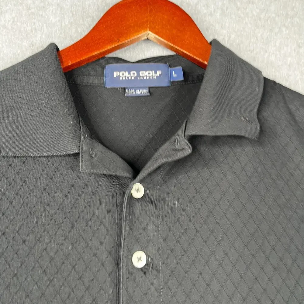 Polo Golf Ralph Lauren Shirt Large Black Diamond Casual Logo Lightweight Mens